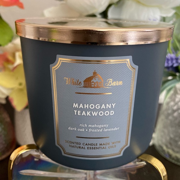 🆕🩶 WHITE BARN BATH & BODY WORKS “MAHOGANY TEAKWOOD” 3-WICK CANDLE. BRAND NEW! - Picture 6 of 9
